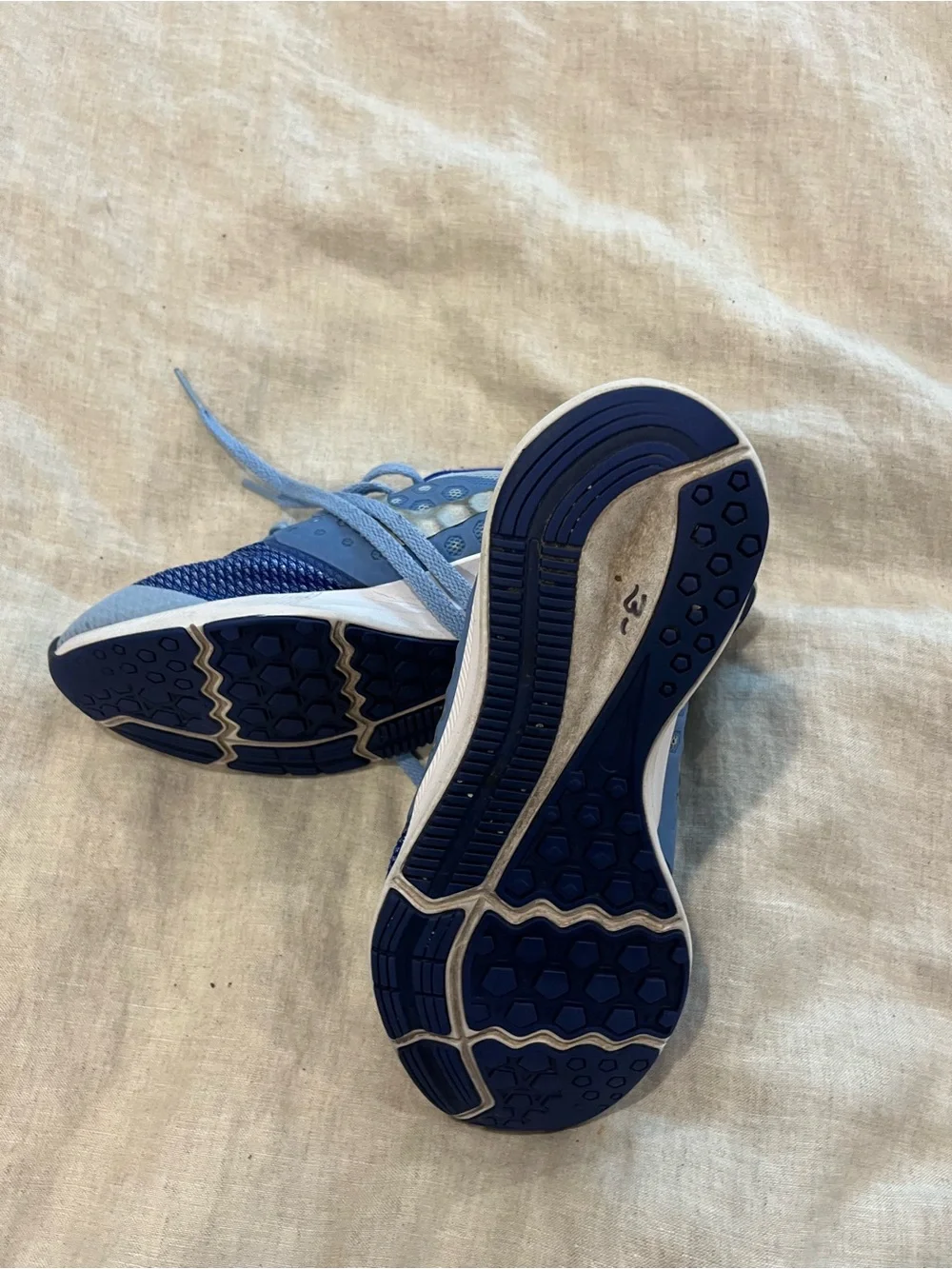 Youth  Light Blue Athletic Running Shoes with Metallic Swoosh